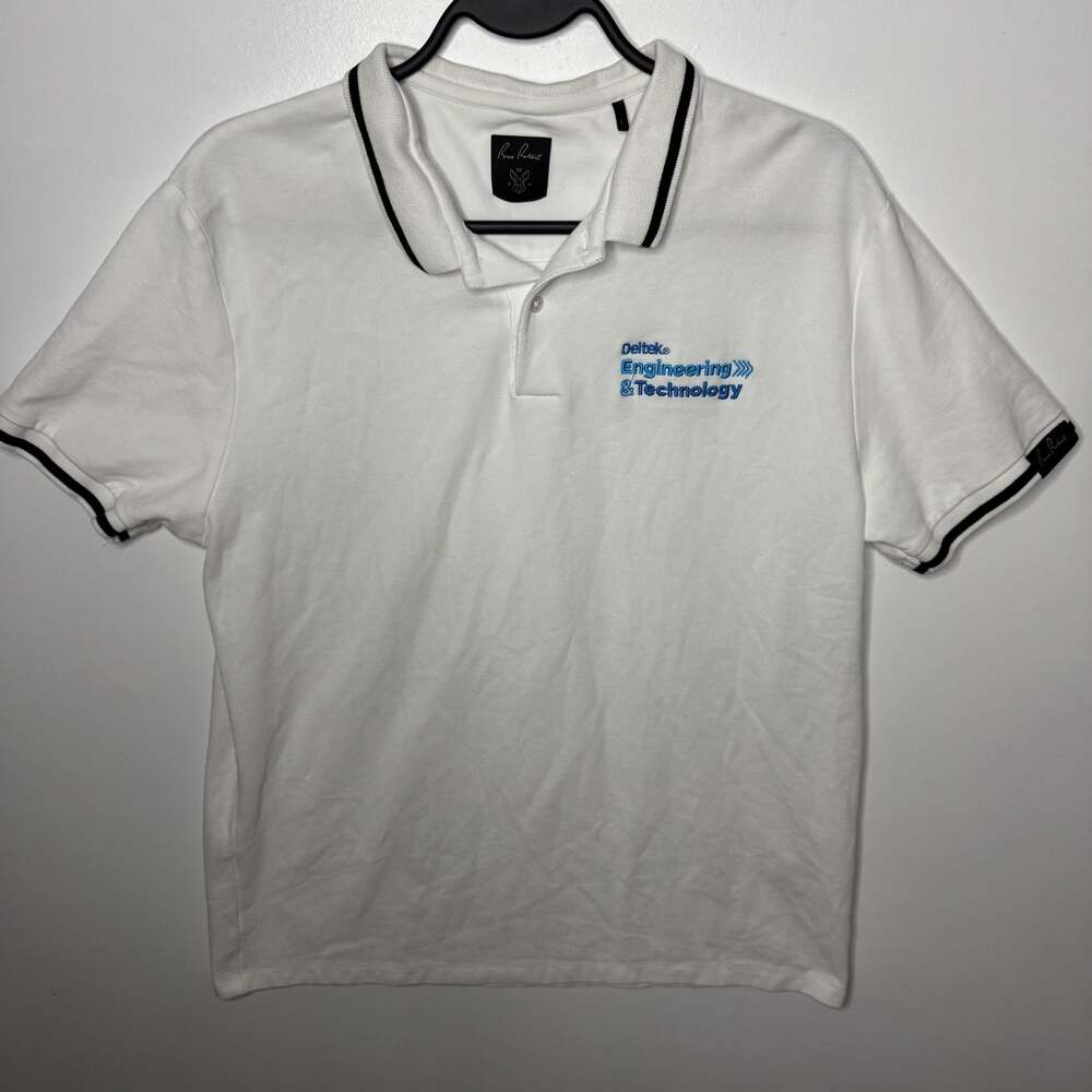 Rare Rabbit Large White Cotton Pique Polo Shirt with Custom Embroidery